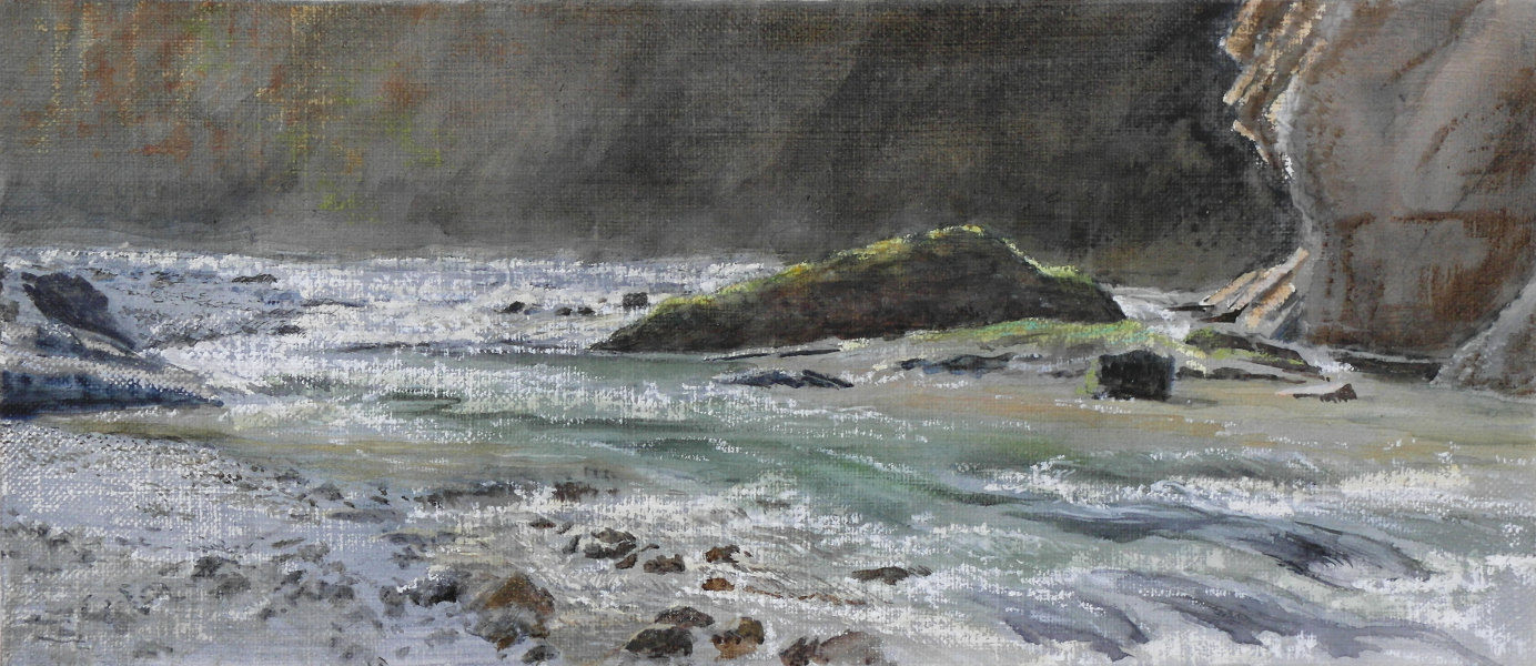 Ammer 3, 2017, Acryl, &Ouml;lkreide auf Malplatte, 17 x 39 cm