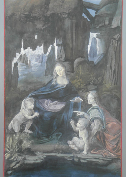 Geburt (nach Leonardo), 2018, Acryl-/&Ouml;lfarben auf Leinwand, 140 x 100 cm