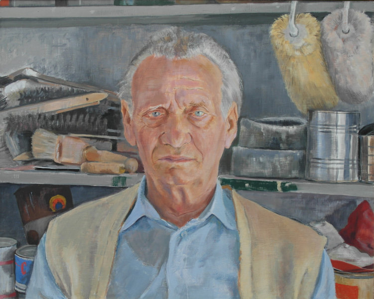 Malermeister,  1985,  &Ouml;lfarben auf Hartfaser, 60 x  75 cm