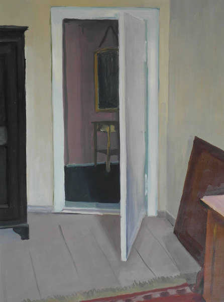 Offene T&uuml;r, 1988, &Ouml;lfarben auf Papier, 40 x 30 cm