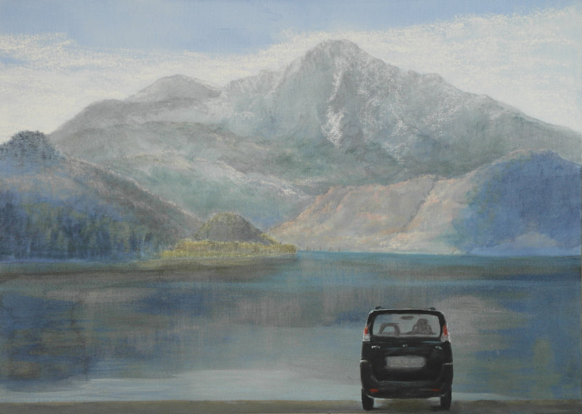 Deja-vu, 2017, Acryl, &Ouml;lfarben auf Malplatte, 50 x 70 cm