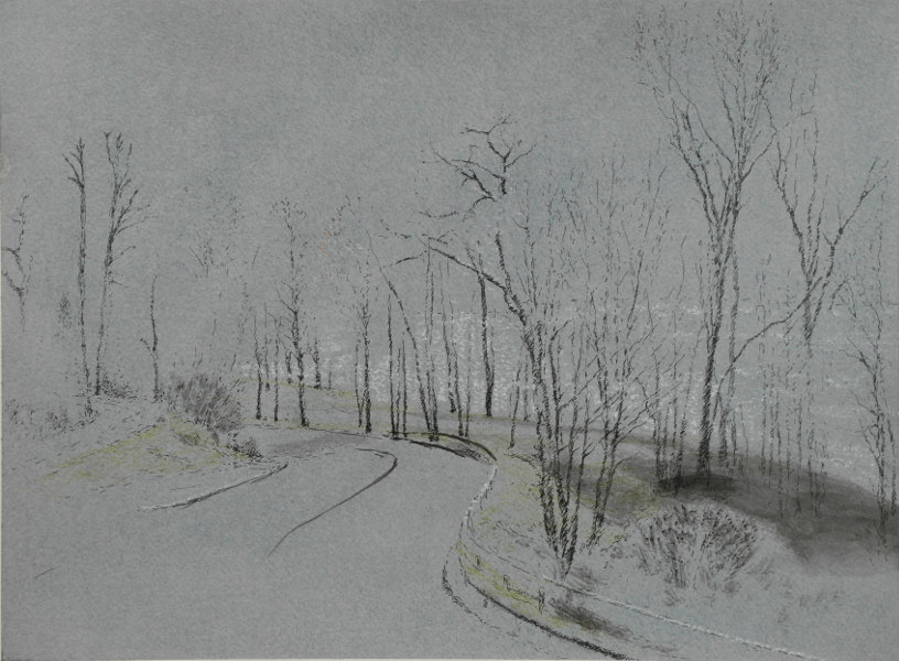 Stra&szlig;entraum, 2017, Acryl, Tusche, &Ouml;lkreide auf Papier, 30 x 40 cm